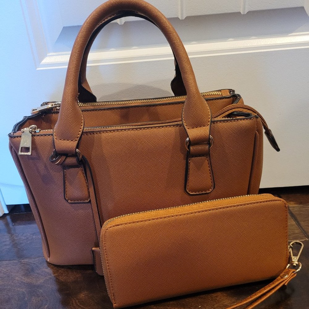 Isabelle Camel Handbag and Continental Wallet
